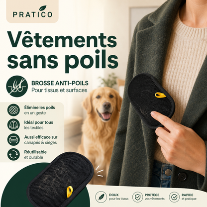 Brosse anti-poils pour tissus et surfaces
