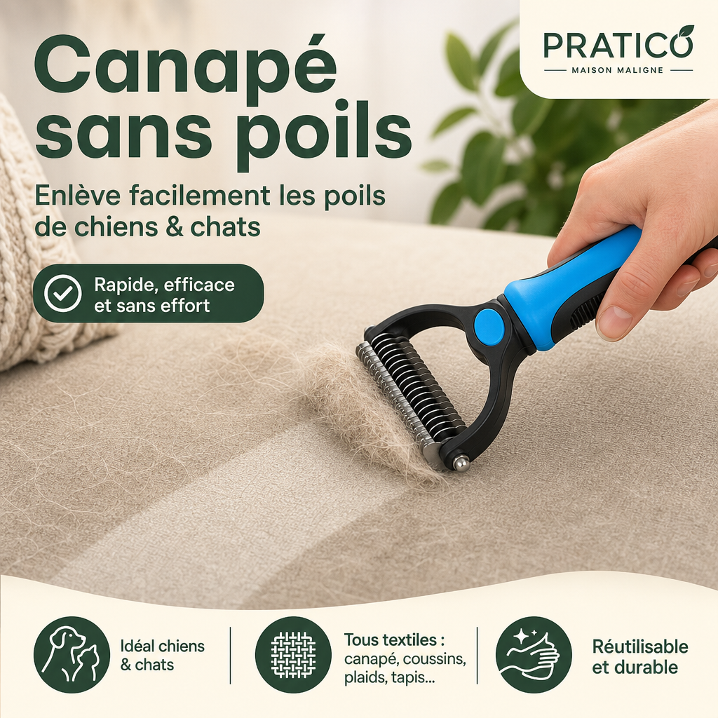 PRATICO Brosse anti-poils chiens & chats - exovella-02-canape