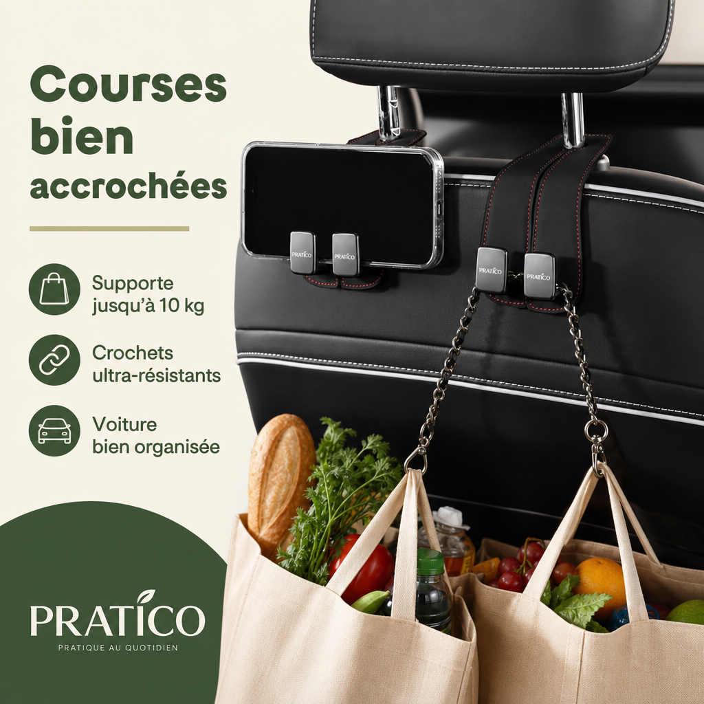 PRATICO Double crochet organiseur pour voiture - lakany-02-courses