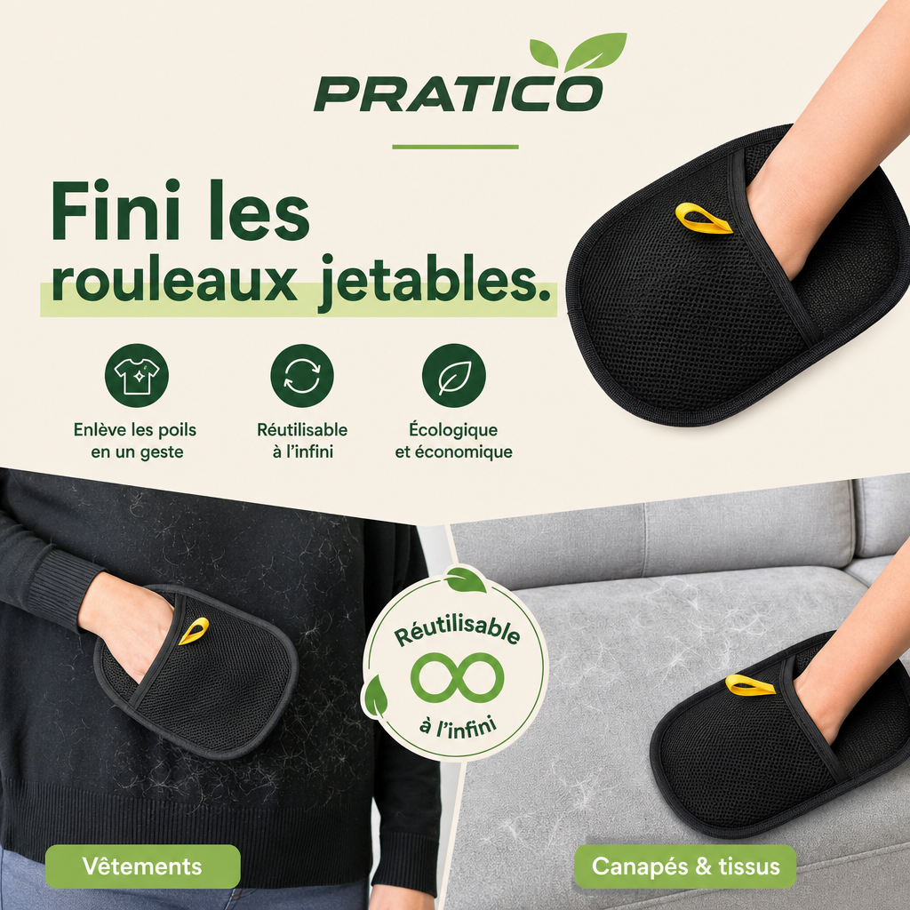 PRATICO Brosse anti-poils pour tissus et surfaces - petpal-01-rouleau